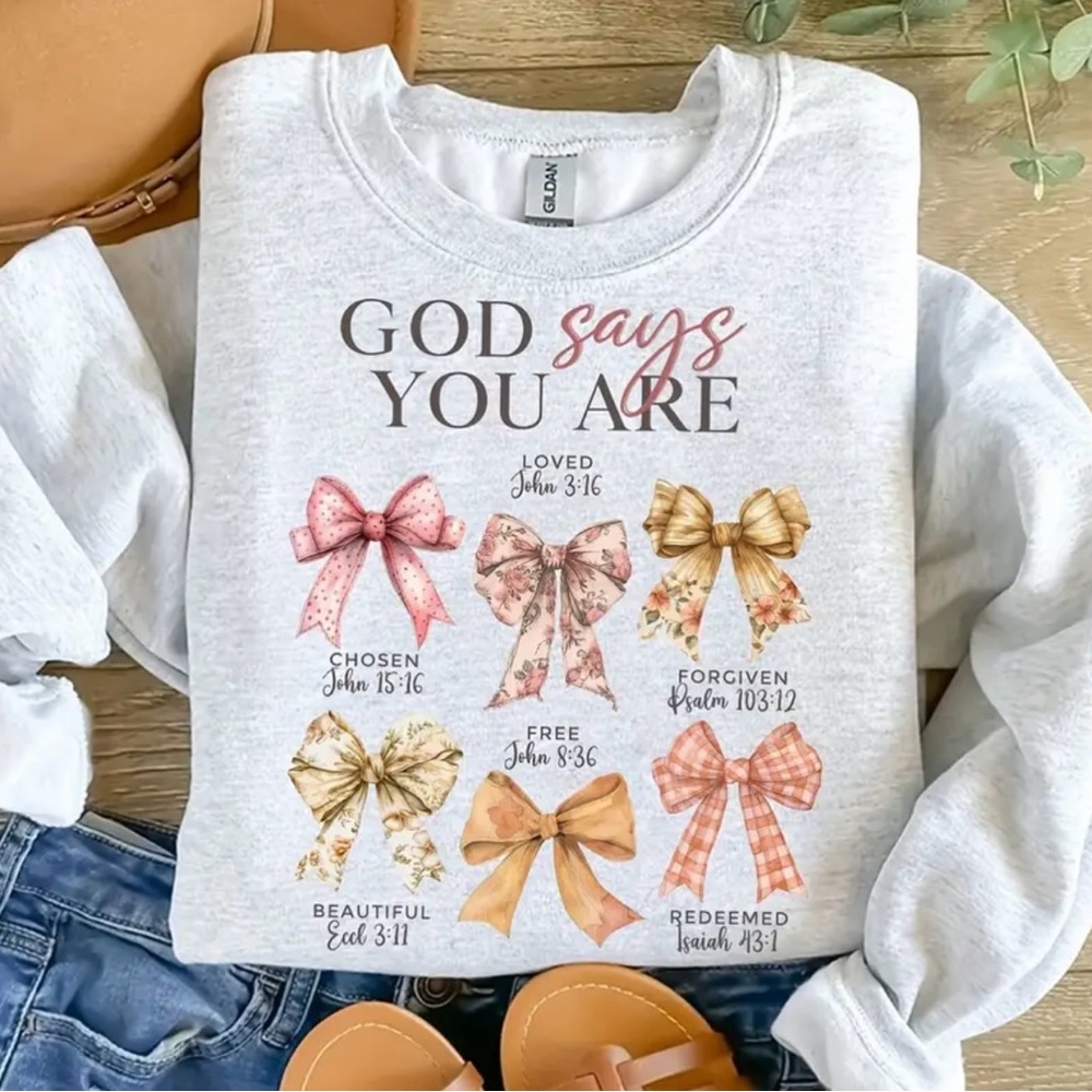 God Says I am Gray Graphic Crewneck